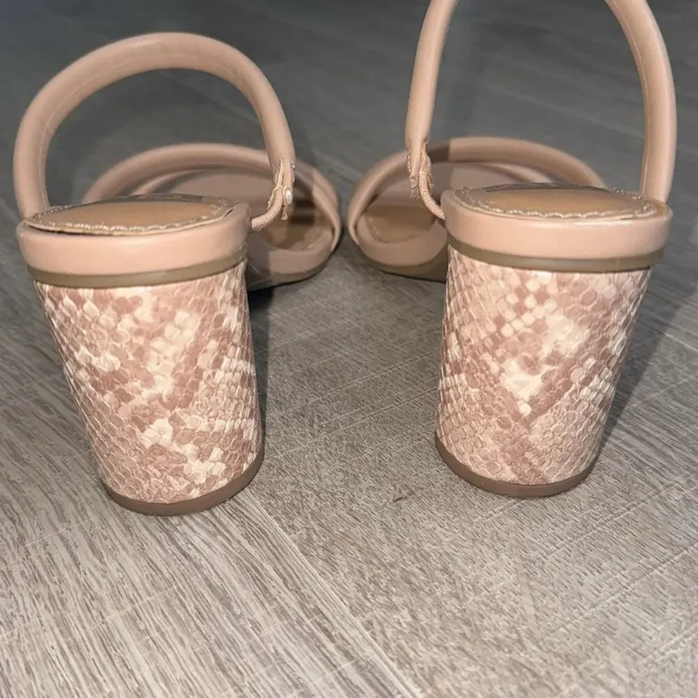 DV DOLCE VITA Women’s Myla Nude Faux Snakeprint Strappy Block Heel Sandals